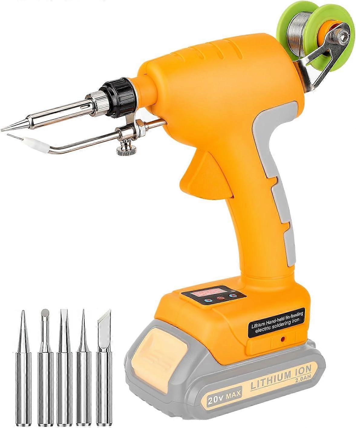 Cordless Soldering Iron Kit for Dewalt 20v 60v Battery,75W LED Digital Solder Iron Soldering Gun with 5pcs Tips,50g 0.04” Solder Wire