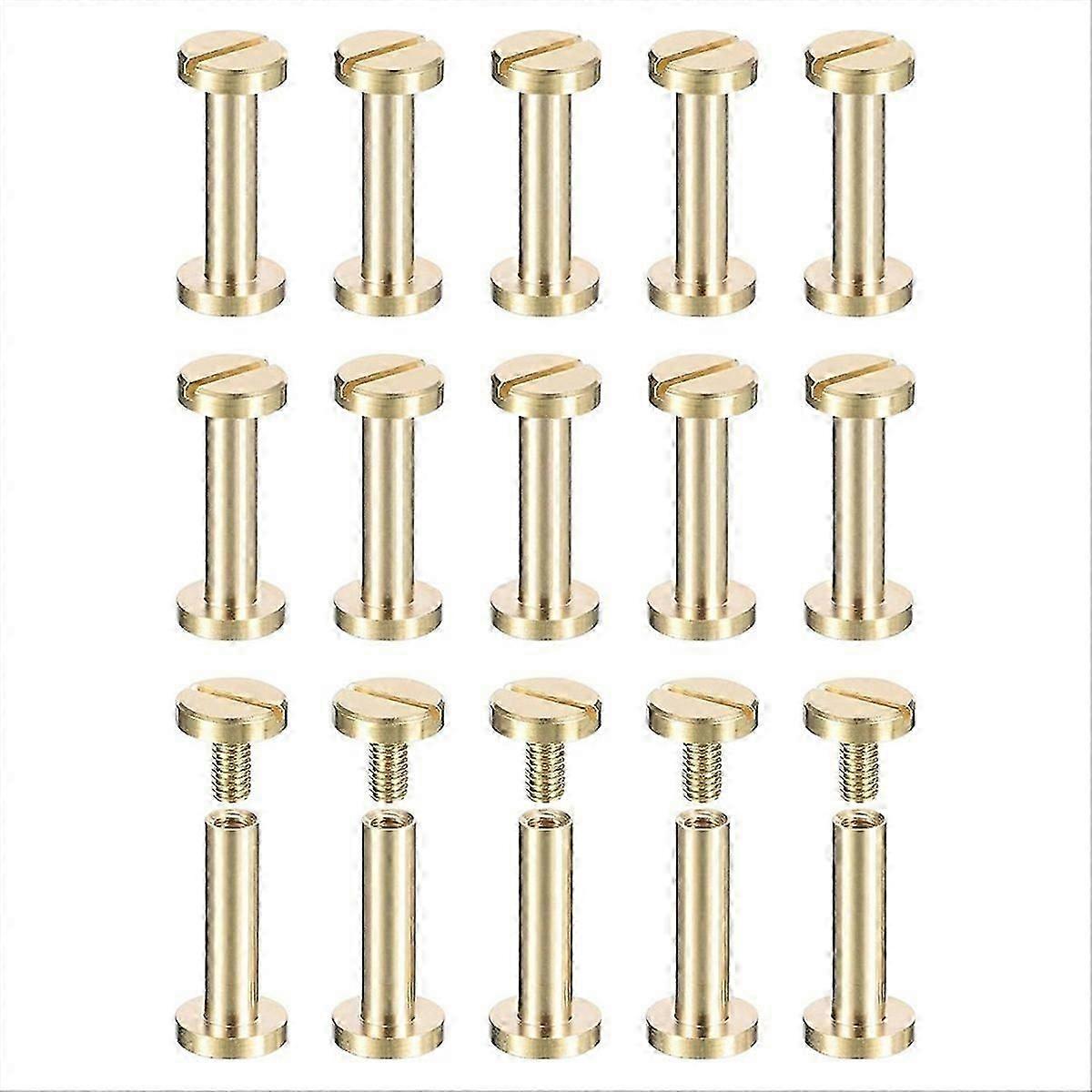 30Pack Brass Chicago Screws, 15x8mm Flat Head Screw