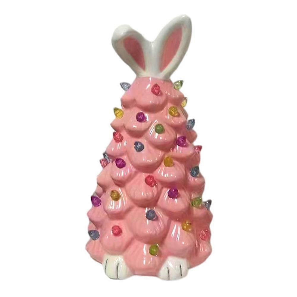 Easter Bunny Tree Decorations,Light Up Easter Bunny Tree with Colorful Lamp Beads, Operated Artificial A