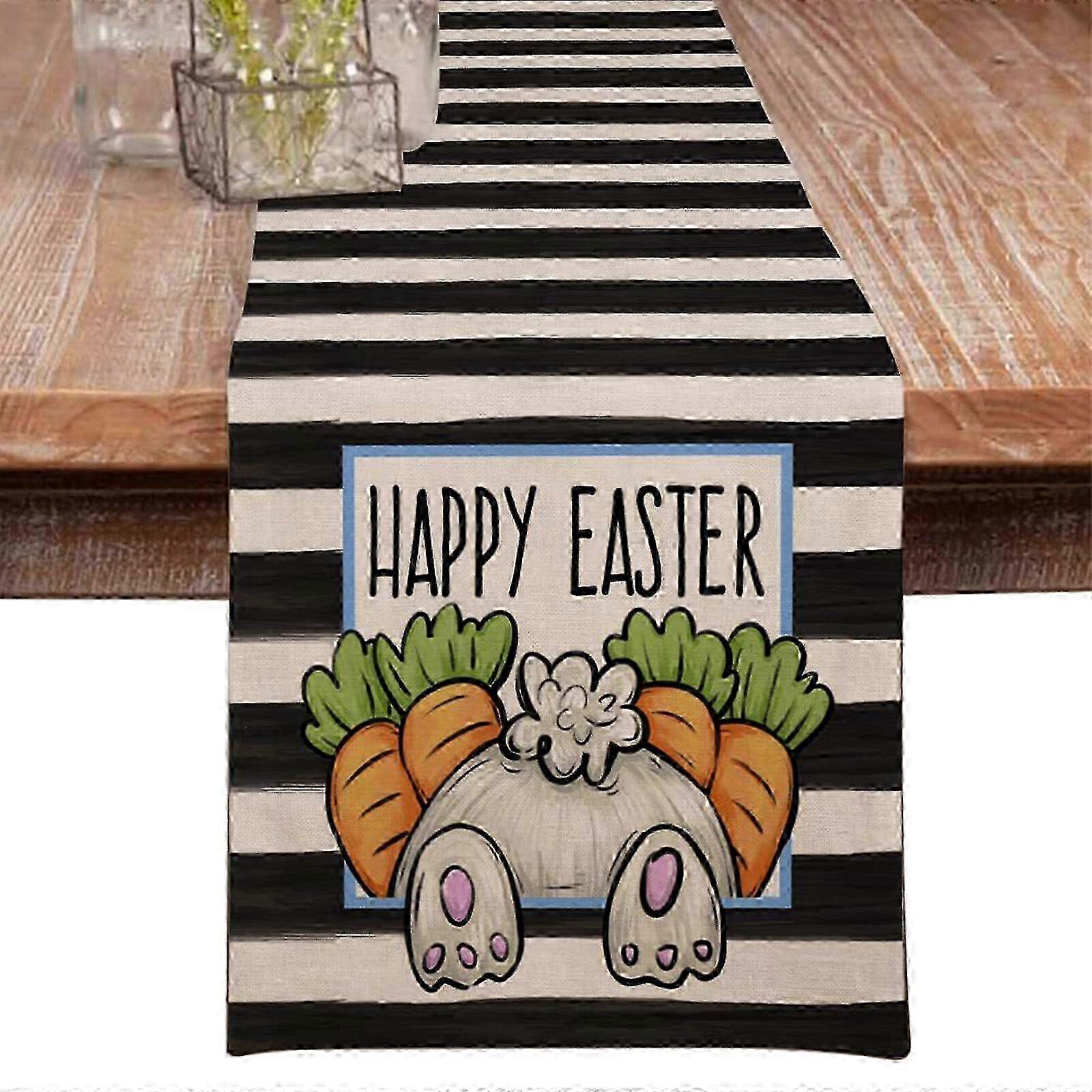 Easter Tablecloth,Creative Durable Table Runner Buffalo Plaid Carrot Tablecloth