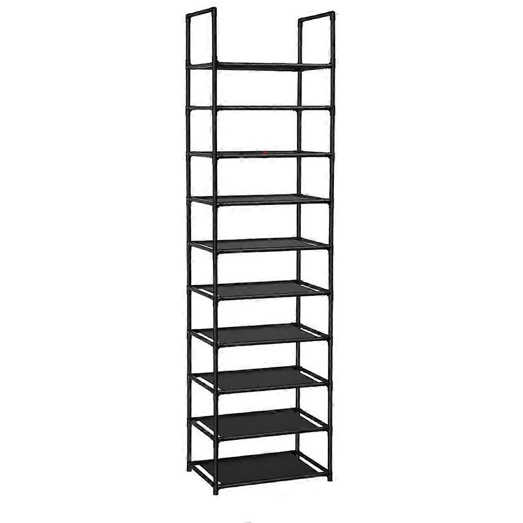 10Tier Tall Shoe Rack with 5 Hooks SpaceSaving Organizer Fits 20 Pairs for Closet Entryway Storage