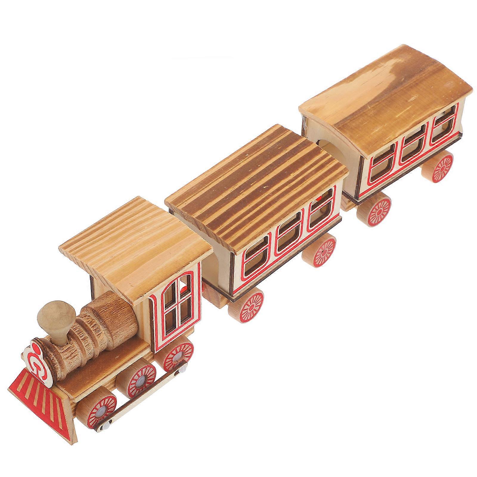 Fire Train Model Toy Simulation Wooden Train Decoration for Kids