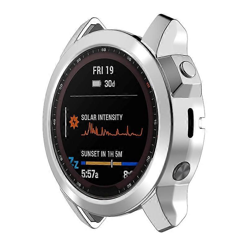 HW For Garmin Fenix 7X Fenix 7X Solar Electroplating Soft TPU Hollow Out Bumper Frame Case Cover - S