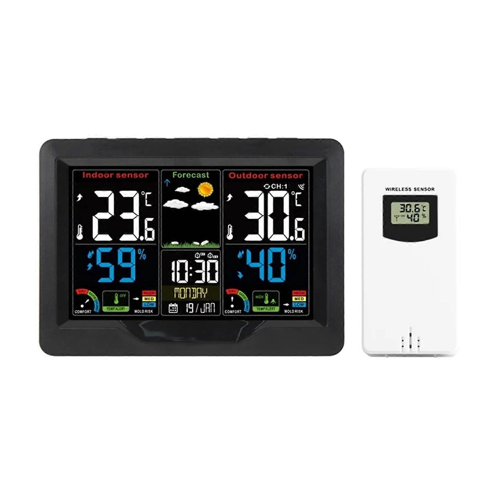 Wireless Weather Station with Color Display, Barometer, Thermometer, Hygrometer and Outdoor Sensor