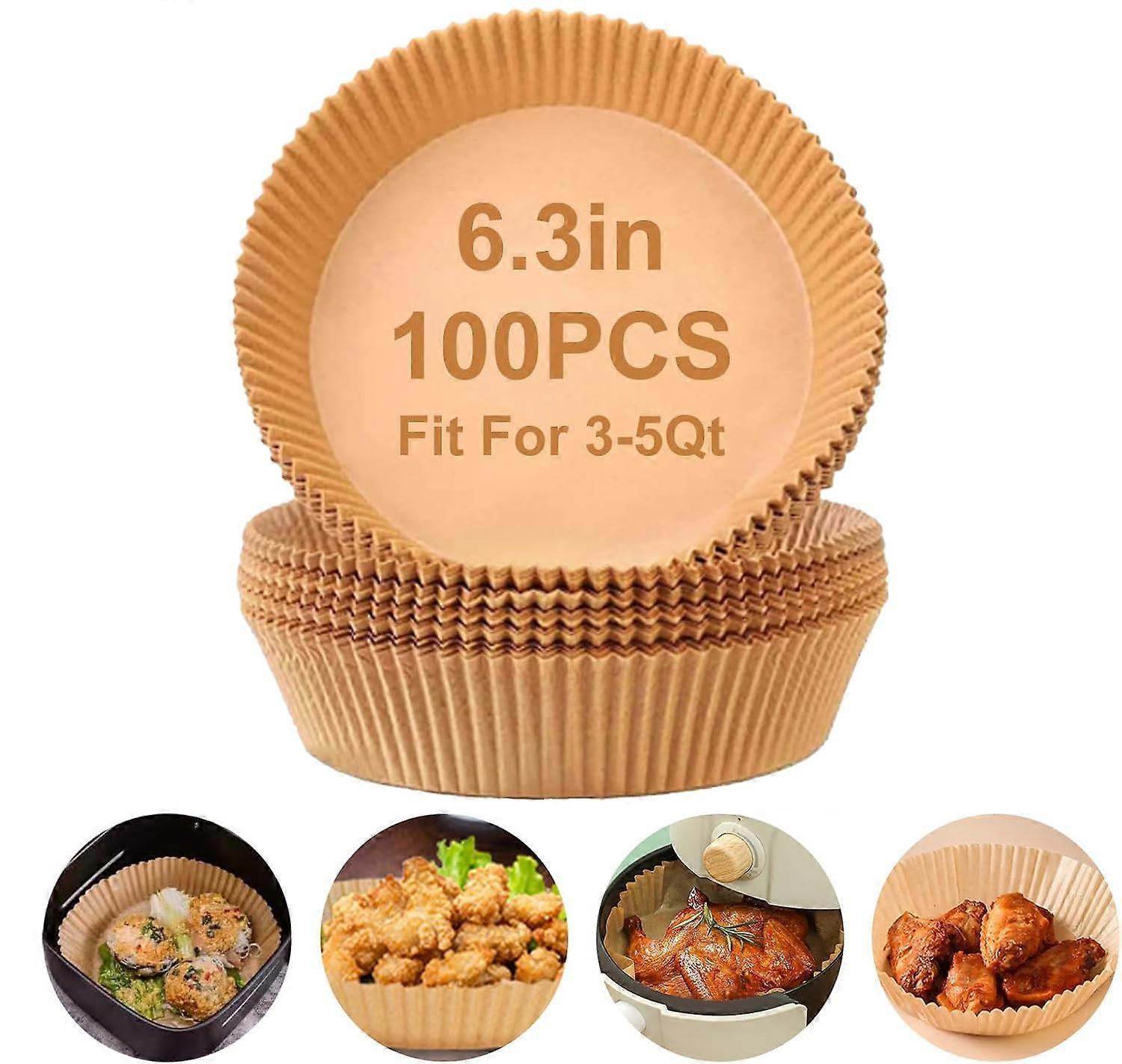 Air Fryer Liners 100PCS Nonstick Oilproof Parchment Paper Round for 58QT Baking and Roasting