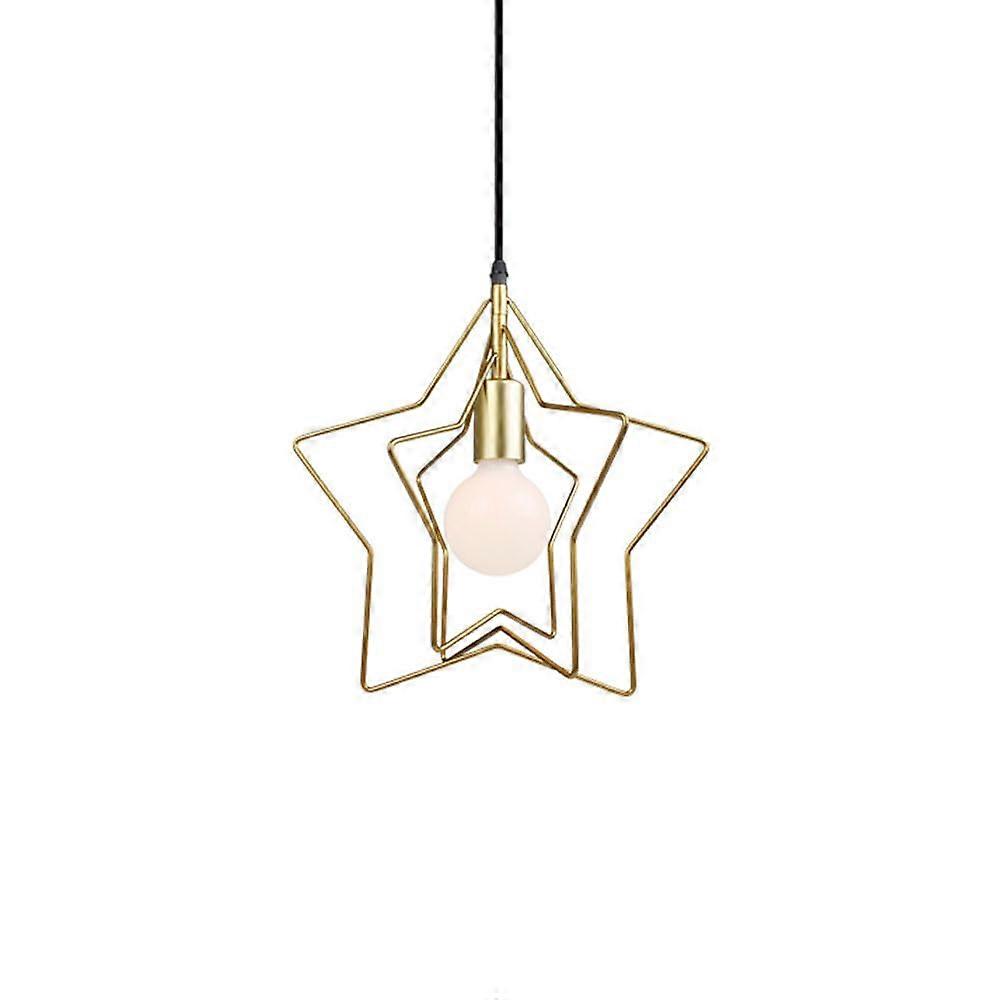Nordic Style Pendant Light with LED Star Shape, Adjustable Cord, Industrial Iron Ceiling Lighting