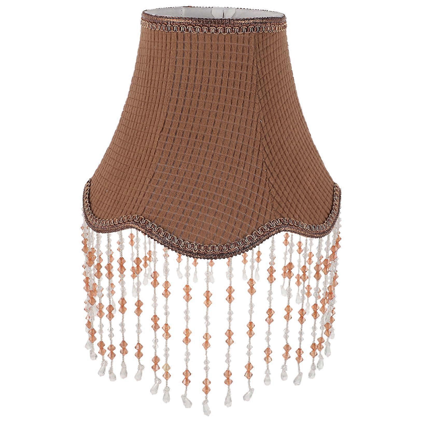 Vintage Fabric Lampshade with Fringe Tassels for Table or Floor Lamps, Elegant Scalloped Design