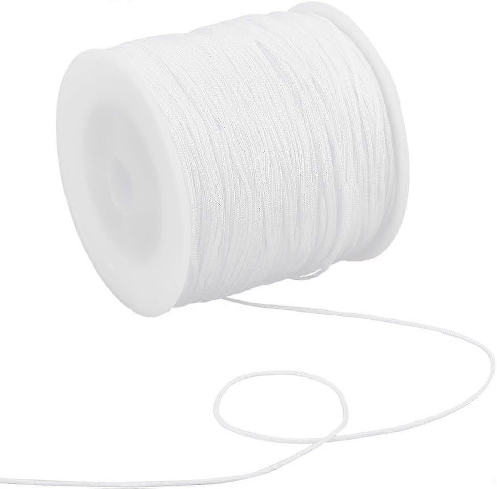 109 Yards Nylon Craft String 0.8mm White Nylon Cord Satin String Rattail Trim Cord Nylon Thread Chinese Knot Friendship Bracelets Nylon String for Jew