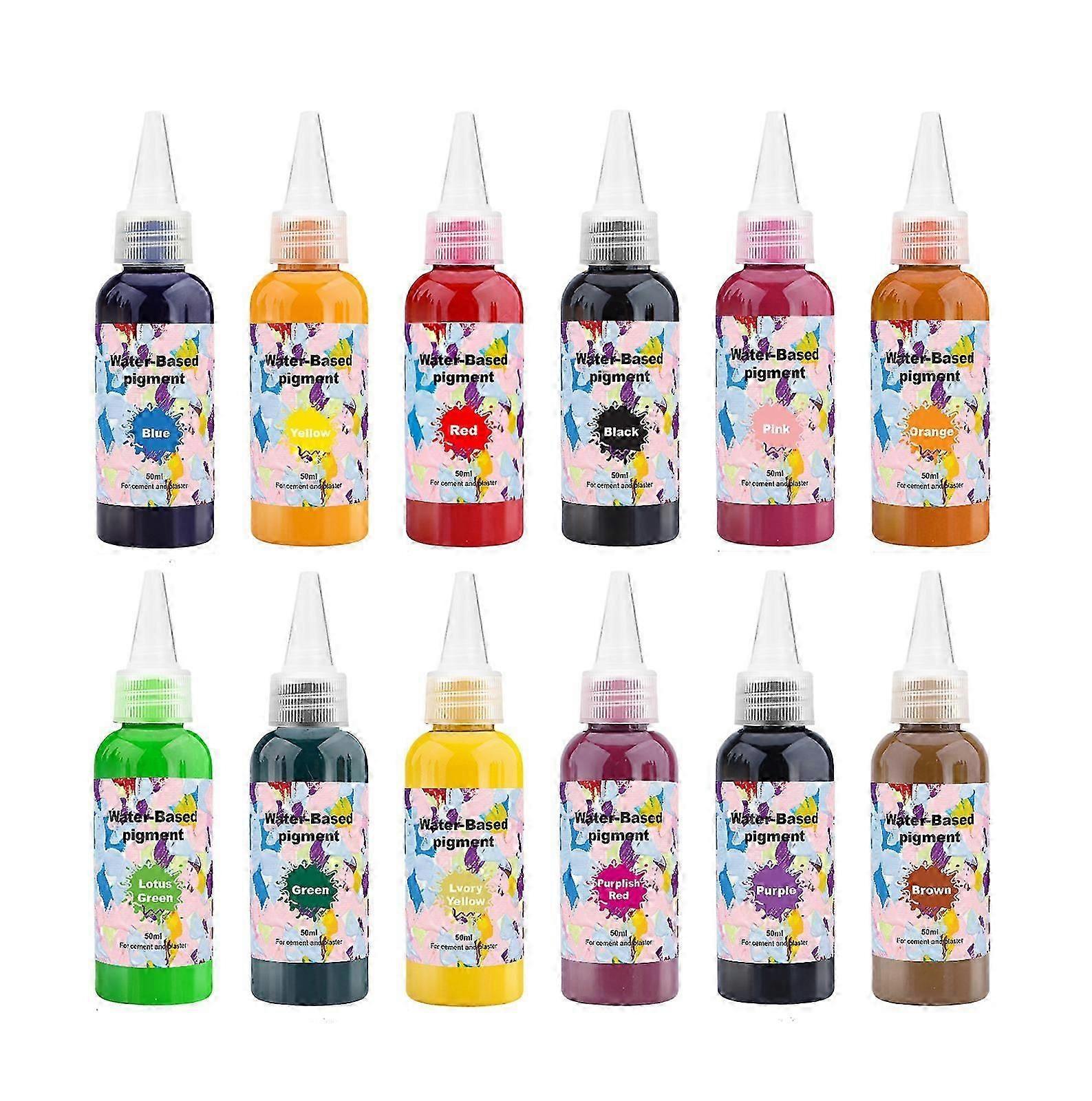 12 Color Cement Staining Dye For Artistic Concrete Crafts And Nighttime Crafting Projects Water Based Formula Dye