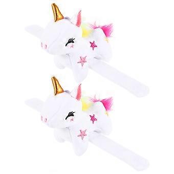 Cute Plush Unicorn Slap Bracelet Animal Wristband Soft 2Pcs Pack