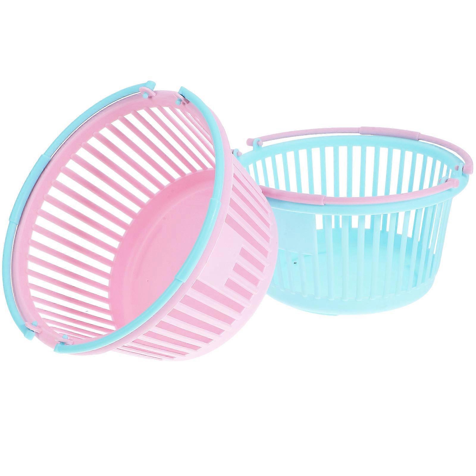 Assorted Color Plastic Basket for Storage with Handle 2Pcs