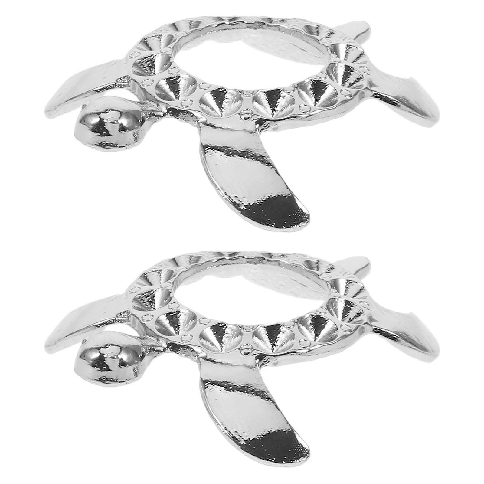 Small Turtle Crystal Ball Base for Display 2Pcs Metal Silver Stand
