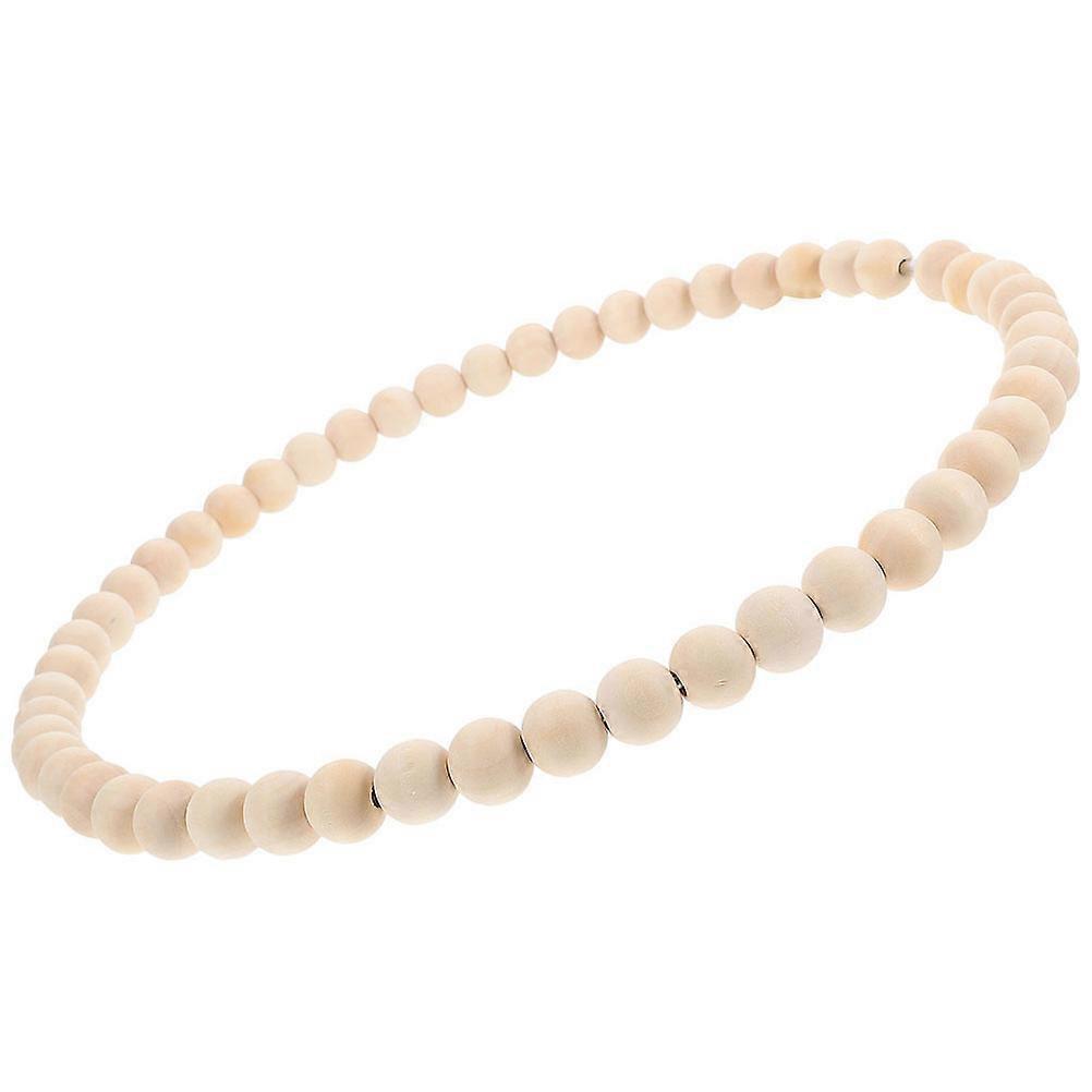 Khaki Wood Bead Ring Wreath for Decoration Rustic Boho Style