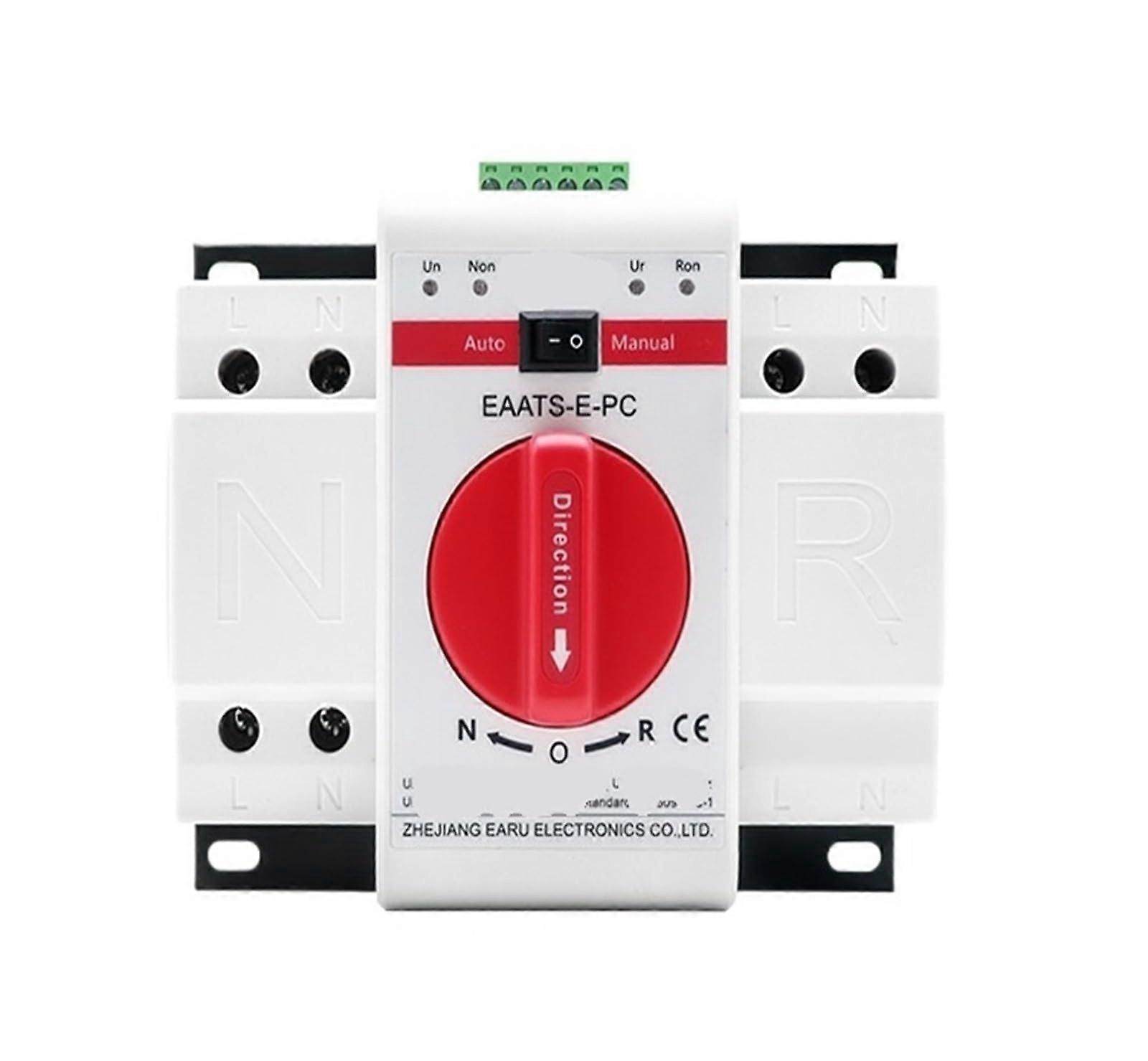 63A 220V Dual Power Automatic Transfer Switch with Manual Override Circuit Breaker for Reliable Power Management