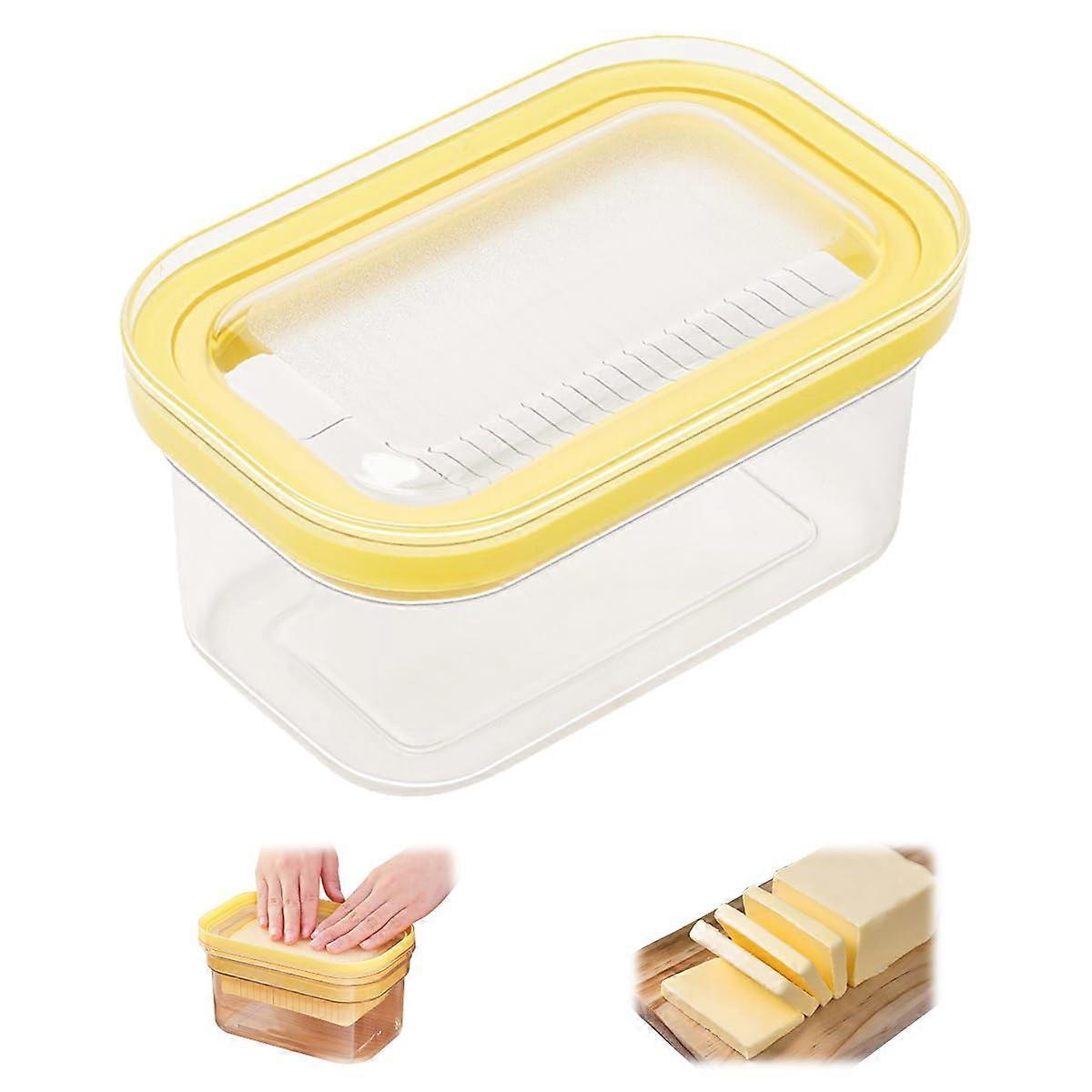 Butter Cutter with Lid, 2 in 1 Stainless Steel Wire Slicer, Airtight Keeper for Smooth Even Slices 500g