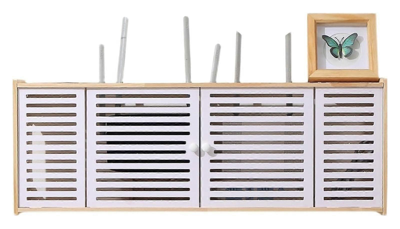 WiFi Router Storage Box Wall Mounted Shelf with Cable Management for Home and Office