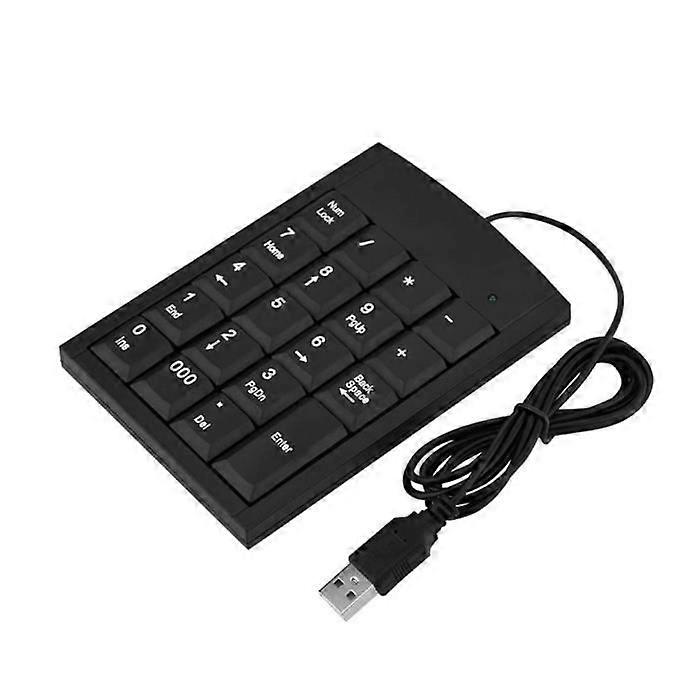 TBEST Wired USB Numeric Keypad - 19 Keys - Black