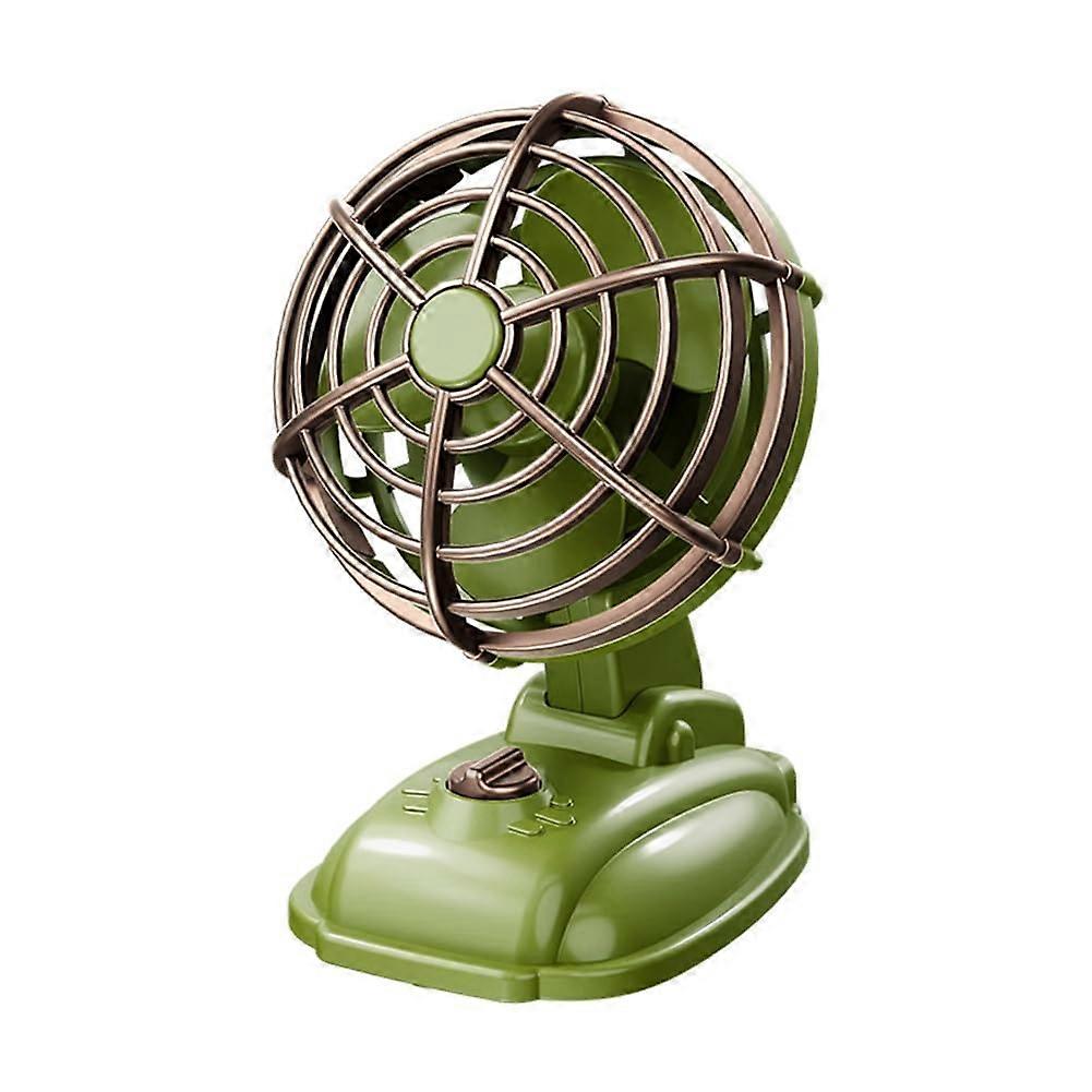 Portable USB Desk Fan Rechargeable Mini Desktop Fan Adjustable Angle TwoSpeed Green Compact Size