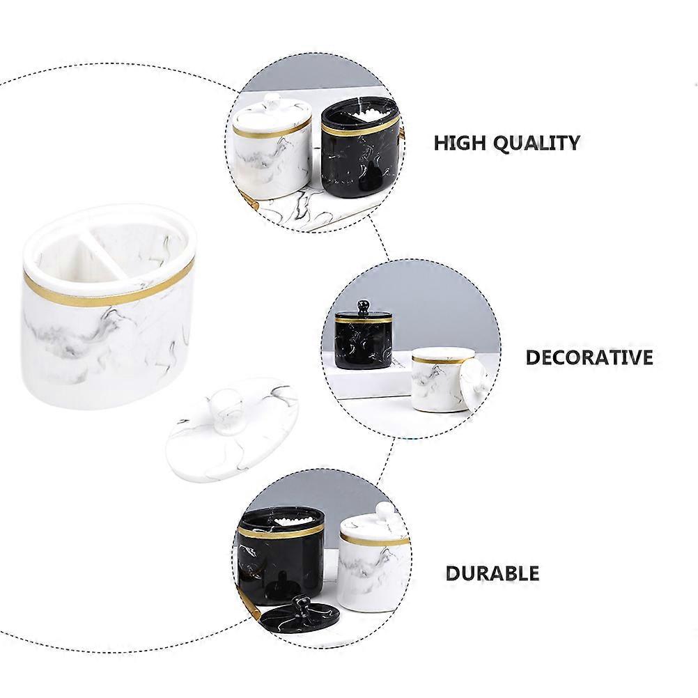 Cotton Swab Holder Marble Pattern for Storage Use 1Pcs with Lid