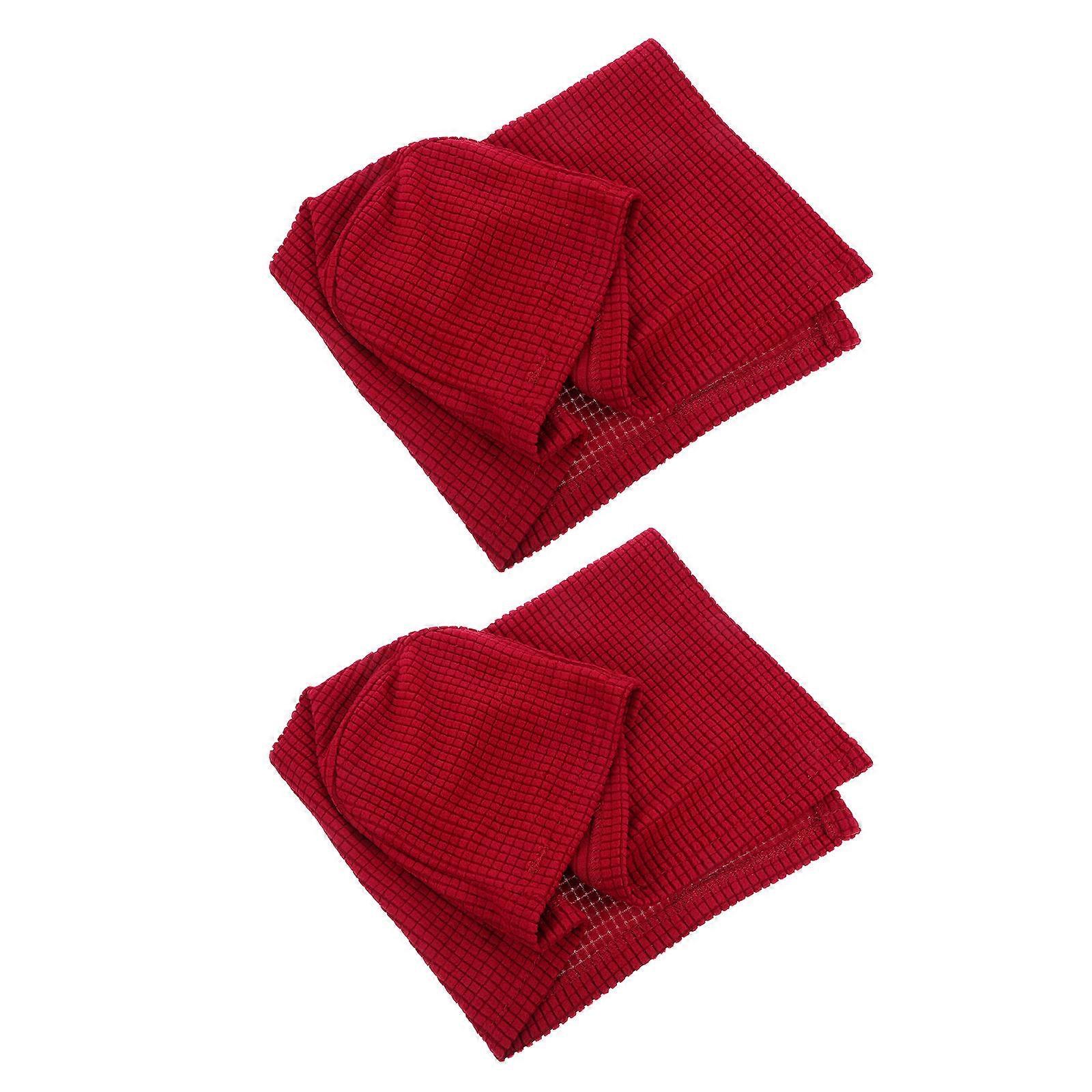 Sofa Armrest Protector Covers 2Pcs Universal Elastic Dark Red Simple Style For Home Office Long-term Use