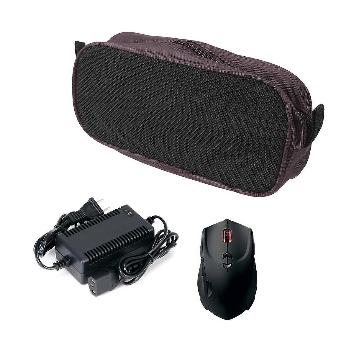 Data Cable Charger Bag for Portable Storage in Brown with Zipper