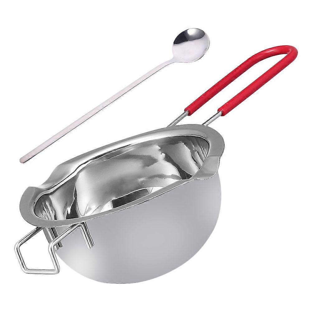 Cheese Melting Pot with Mixing Spoon for Candle Heating 2Sets Silver