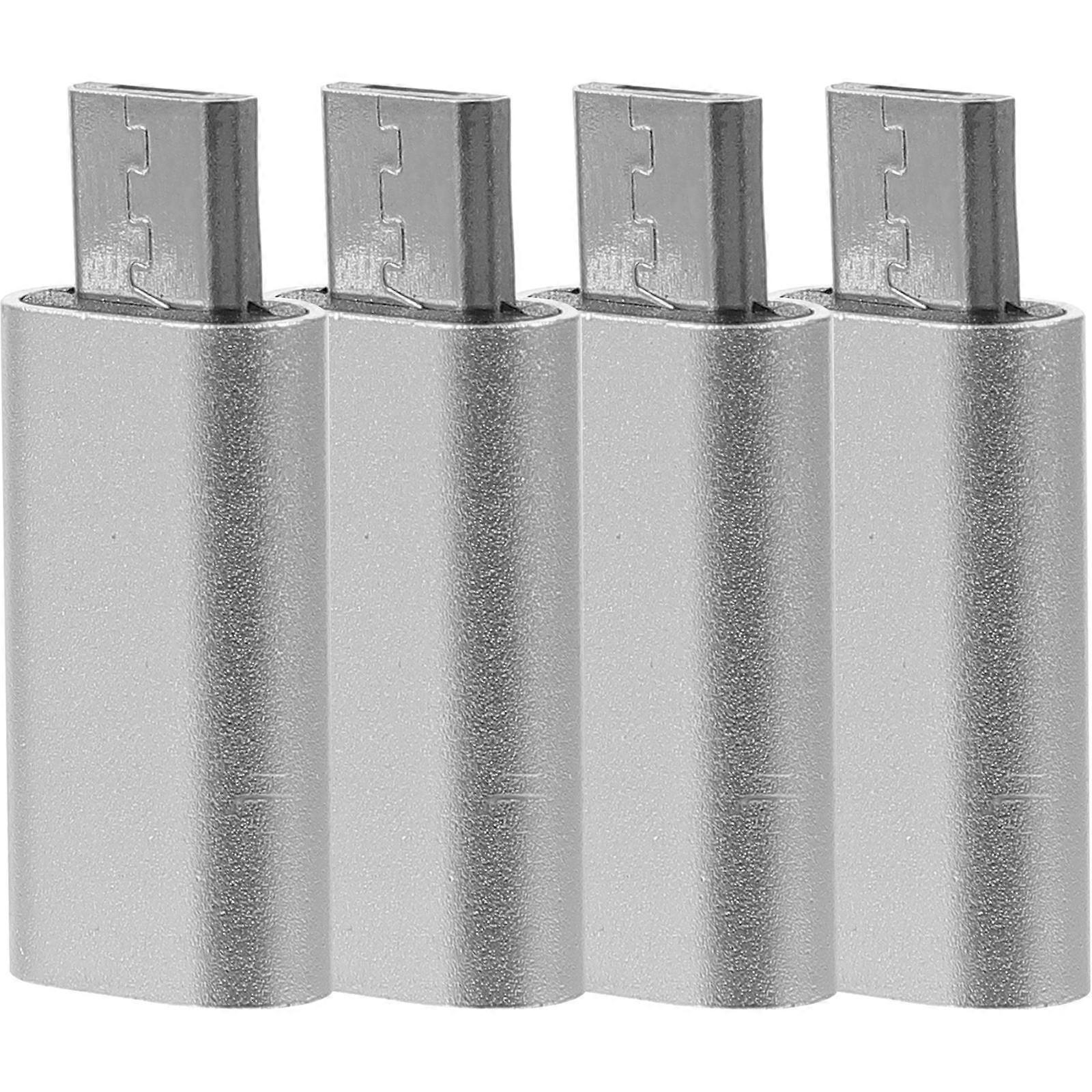 USB C to Micro USB Adapter for Computer 4Pcs Durable Silver Converter