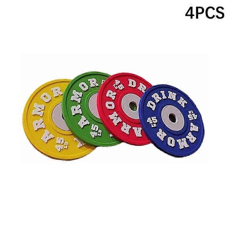 4Pcs Creative Weightlifting Disccom Coasters Anti Slip Silicone Coasters