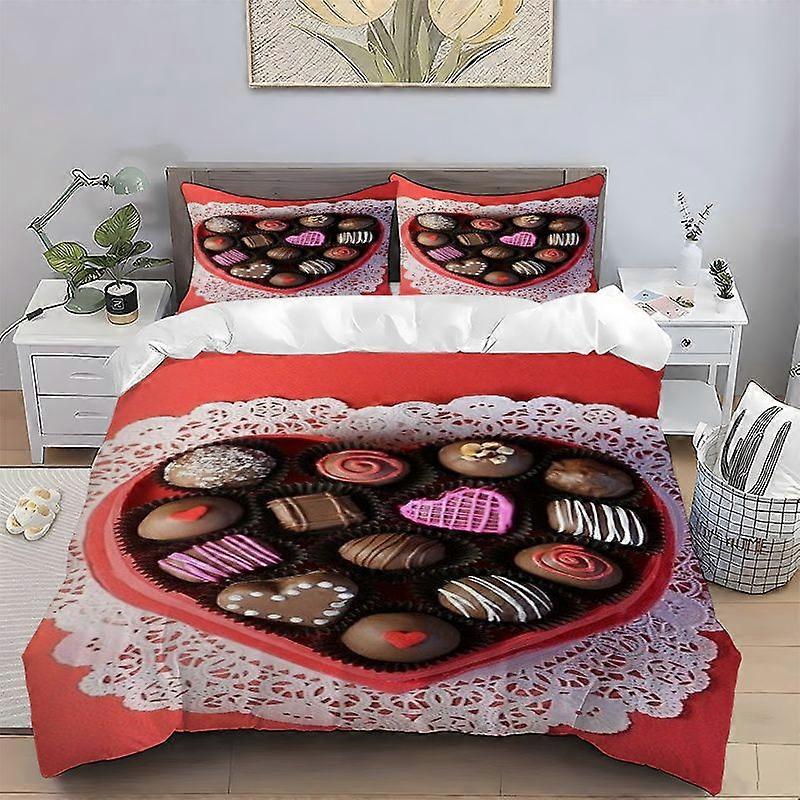 3pcs Handcrafted Chocolate Theme Printed Bedding Set | Polyester Durable