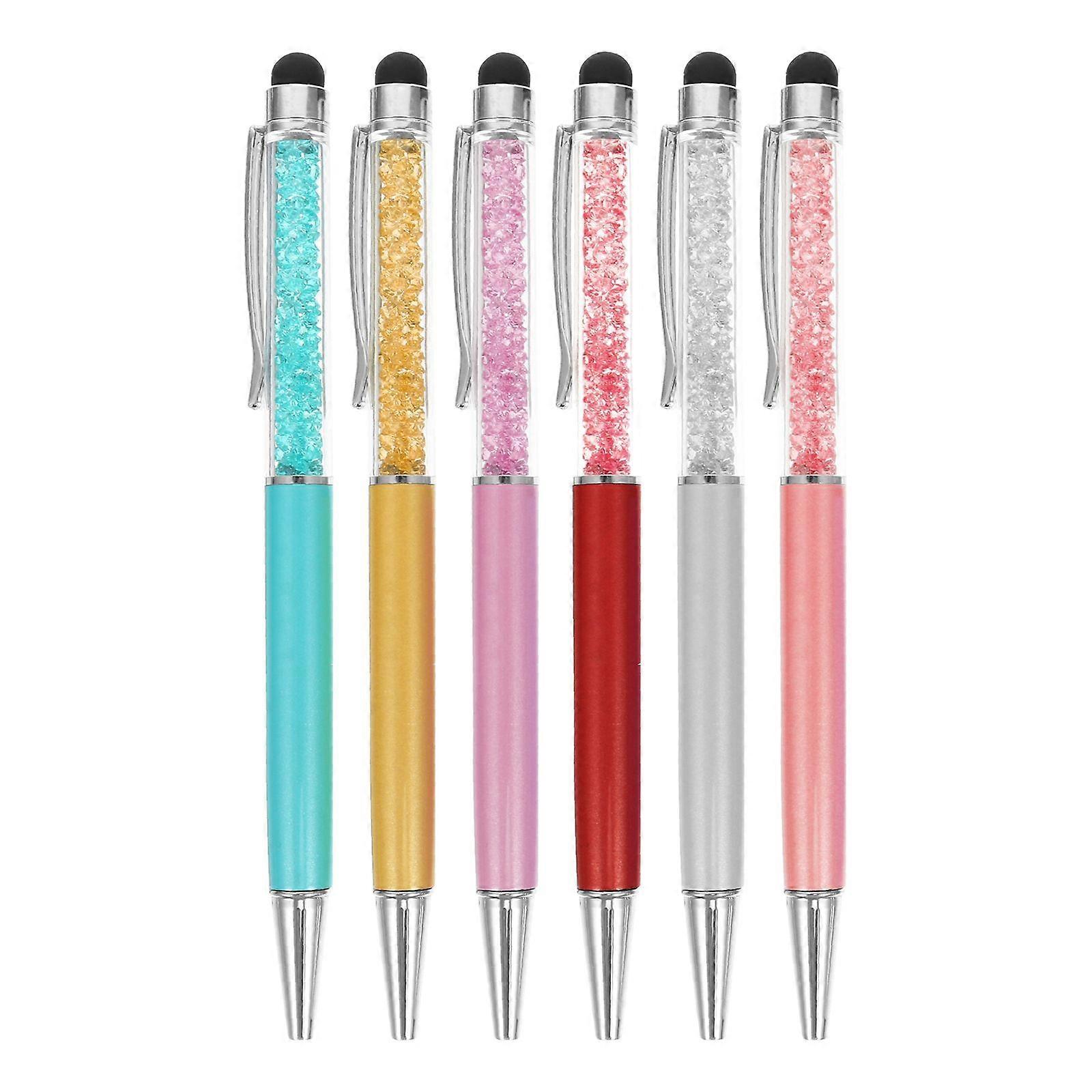 6pcs Crystal Handle Capacitive Stylus Creative Stylus Pens (Random Color)