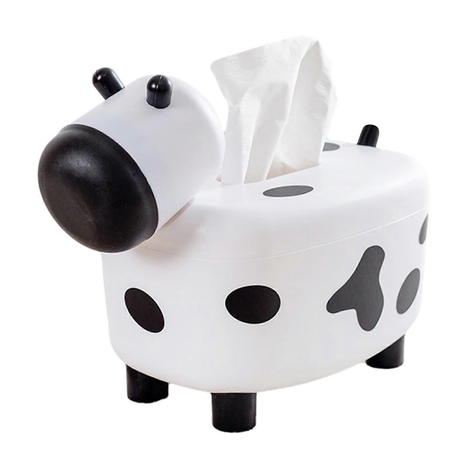 Tissue Box Holder 2 in 1 Cute Cow Shape with Toothpick Dispenser for Dining Table