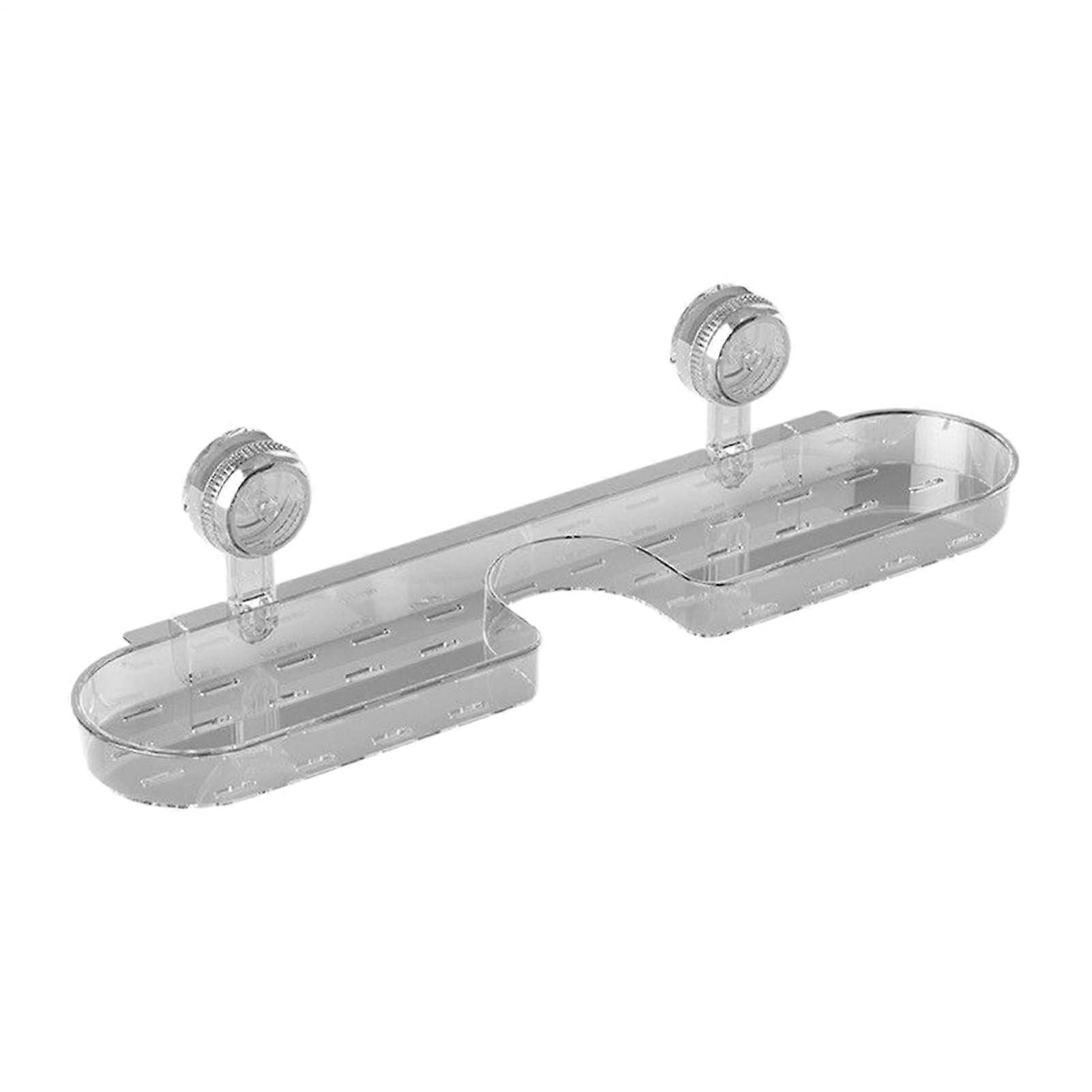 Bathroom Wall Organizer with Suction Cups, Drill Storage Shelf, QuickDrying Dark Gray