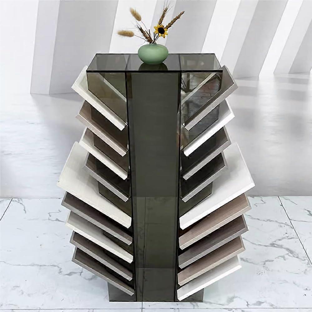 Grey Acrylic Tile Sample Display Rack with Easy Access Slots for Showroom and Exhibition