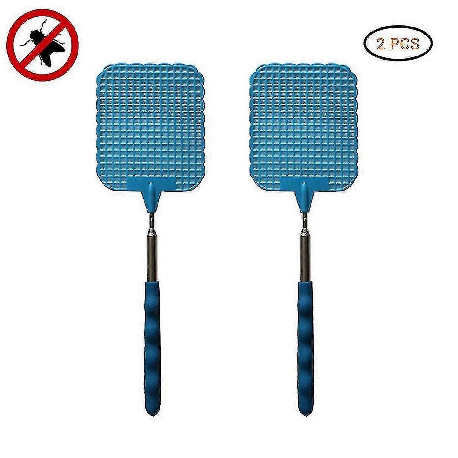 2Pcs Manual Extendable Fly Swatters with Durable Retractable Handle