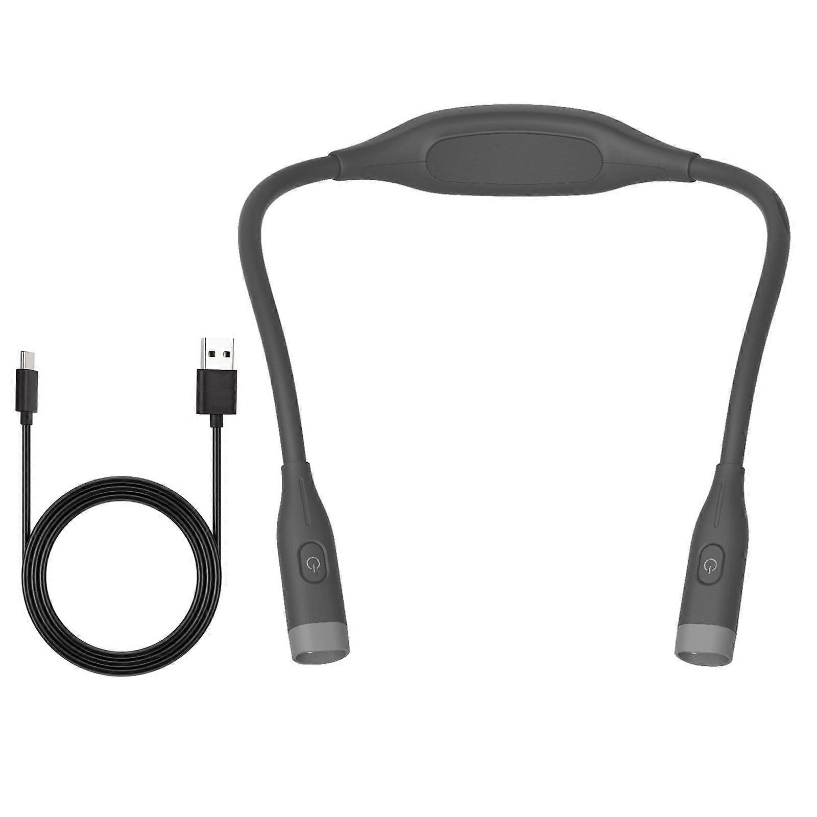 LED Neck Reading Light with 360° Adjustable Arms, USBC Rechargeable for Bed, Running, Camping