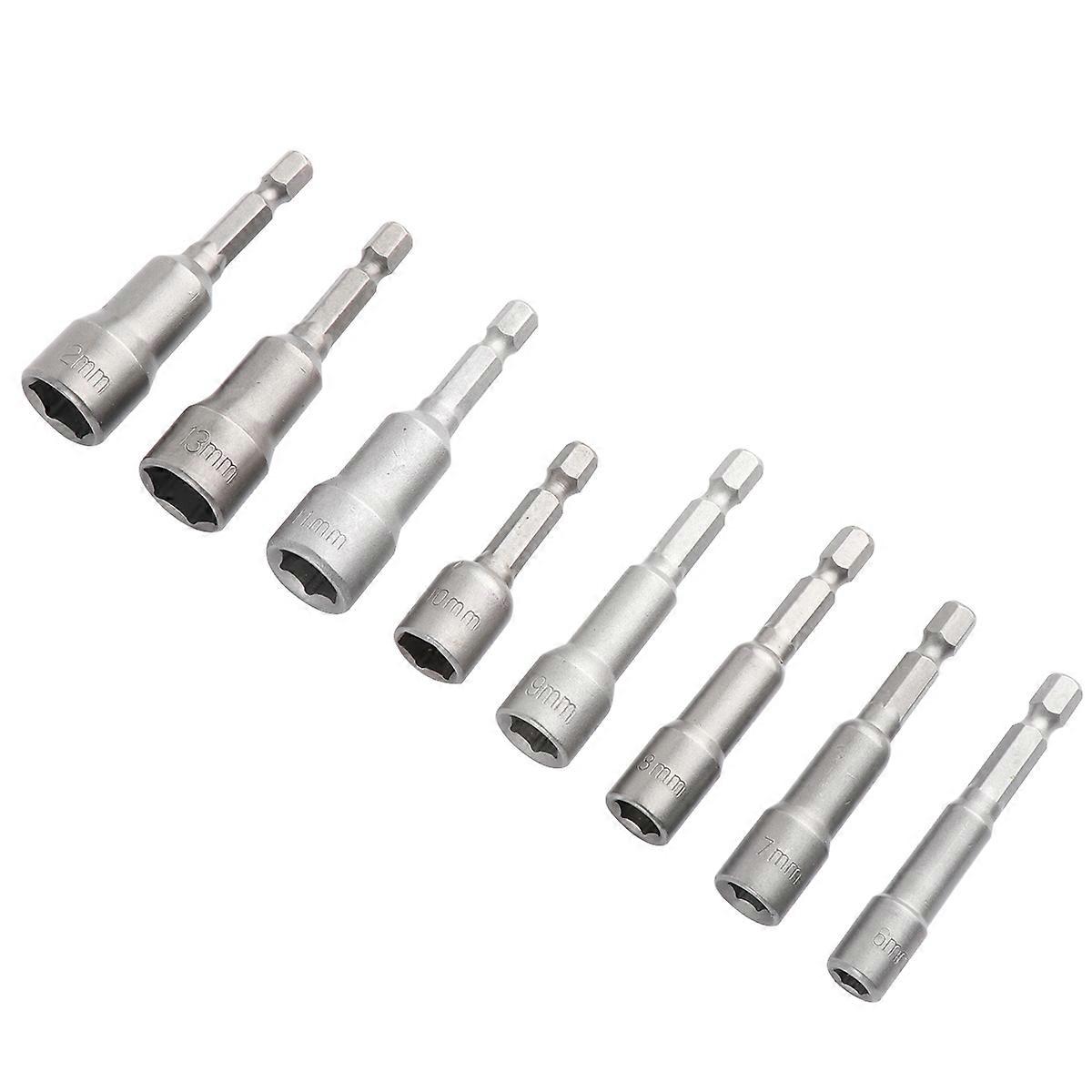 Drill Bit Socket with Bitholder Vanadium for Drill Bit Use 8Pcs Set Silver
