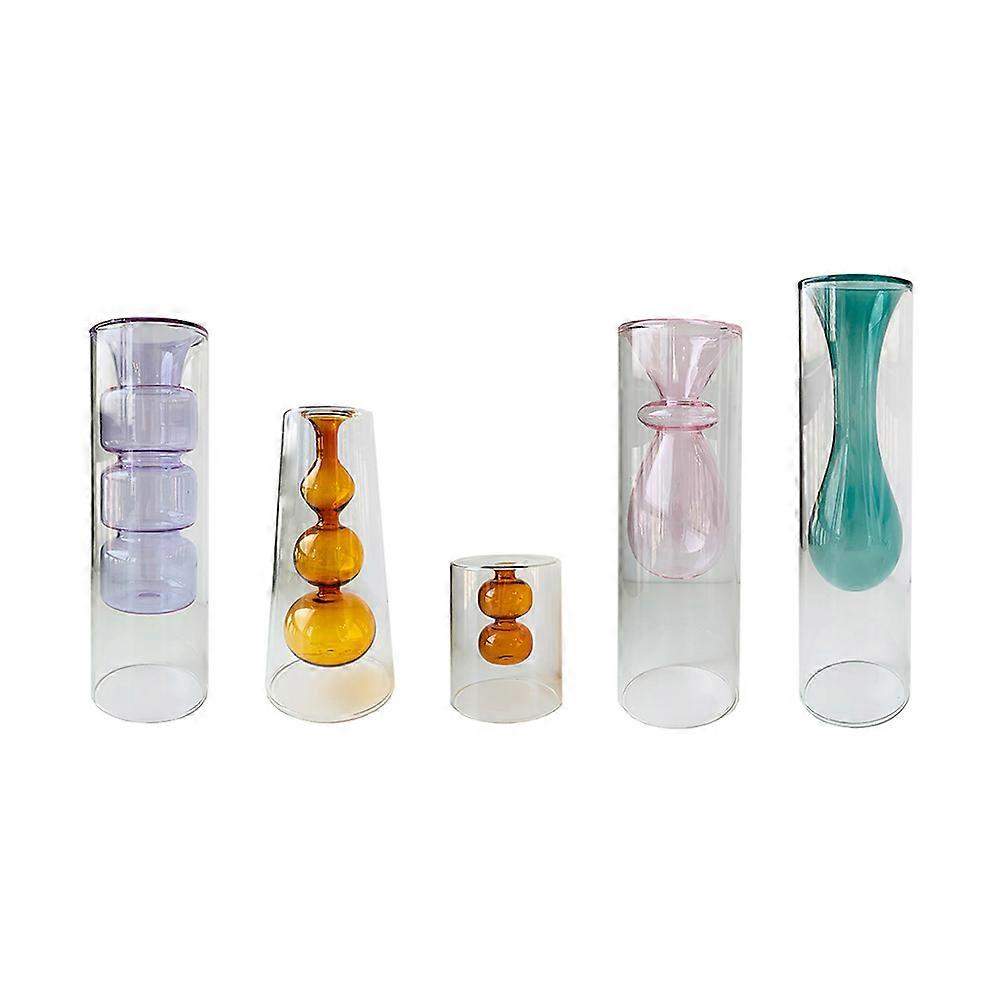 Creative Double Layer Glass Flower Vase for Decorating 1Pcs Coffee Planter