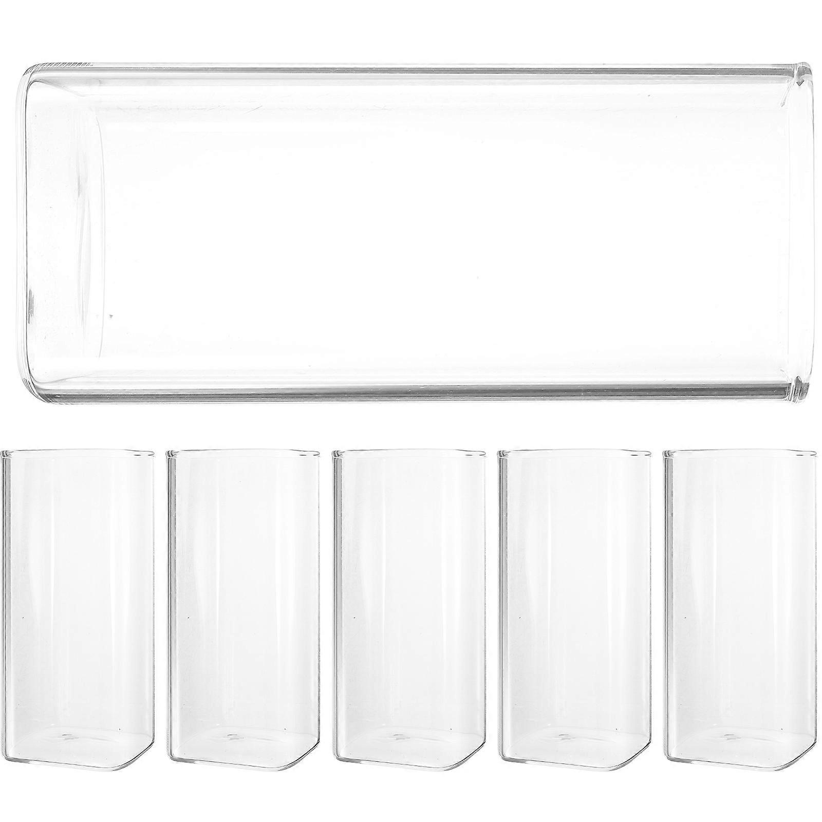 Square Glass Cups Drinking Glasses for Coffee 6Pcs Clear Glassware Set