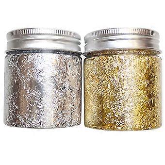 Nagelkunst-Aluminiumfolie, Gold- und Silberfolienpapier für DIY-Dekorationen, 2er-Set