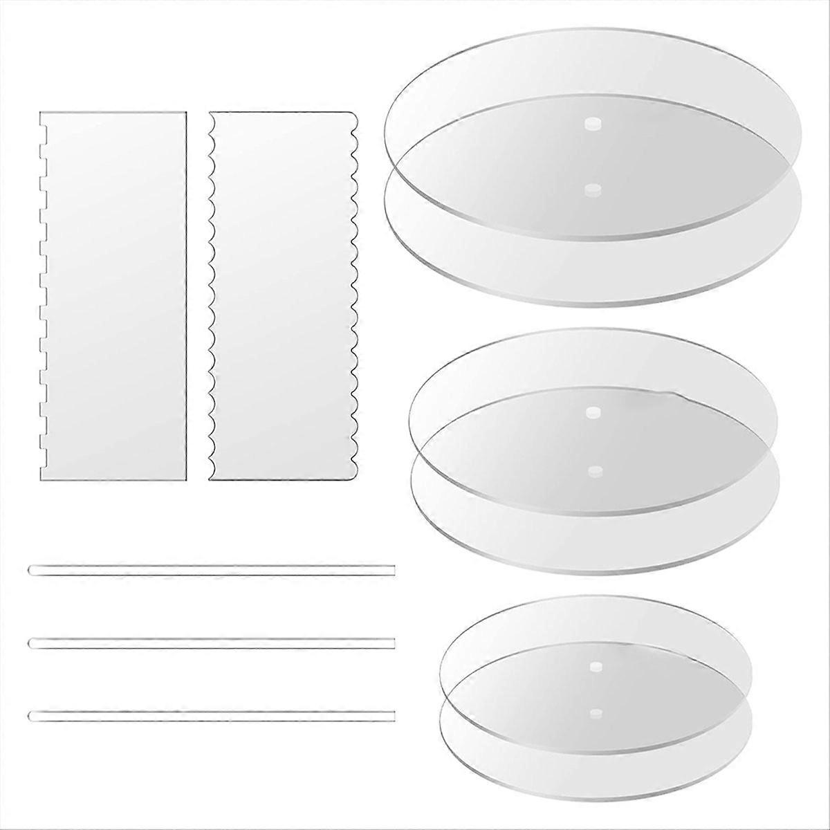 Acrylic Round Cake Disk Set,Acrylic Cake Discs Set,Comb Scrapers