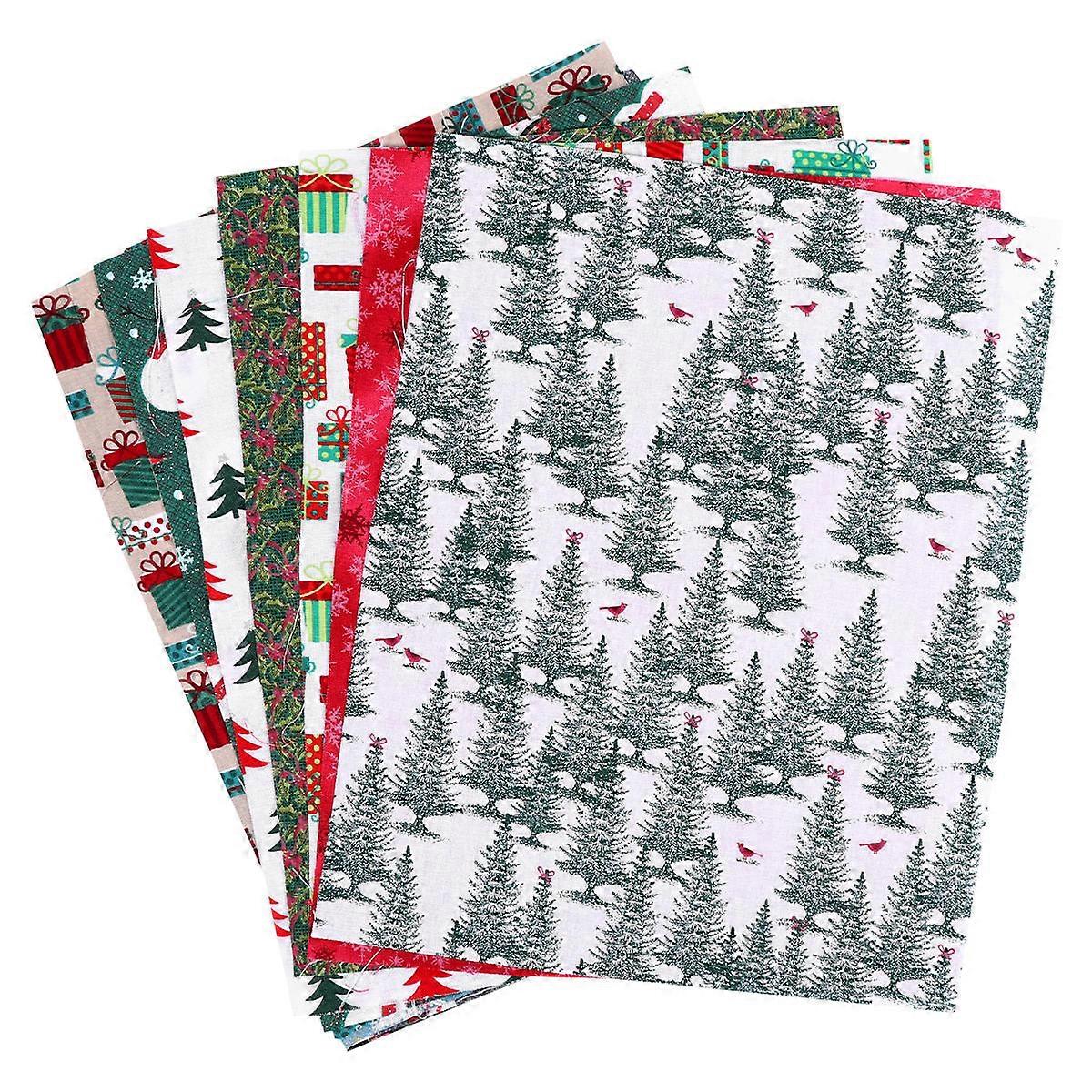 Christmas Cotton Fabric Patchwork Cloth for DIY Use with 10 Sheets Set