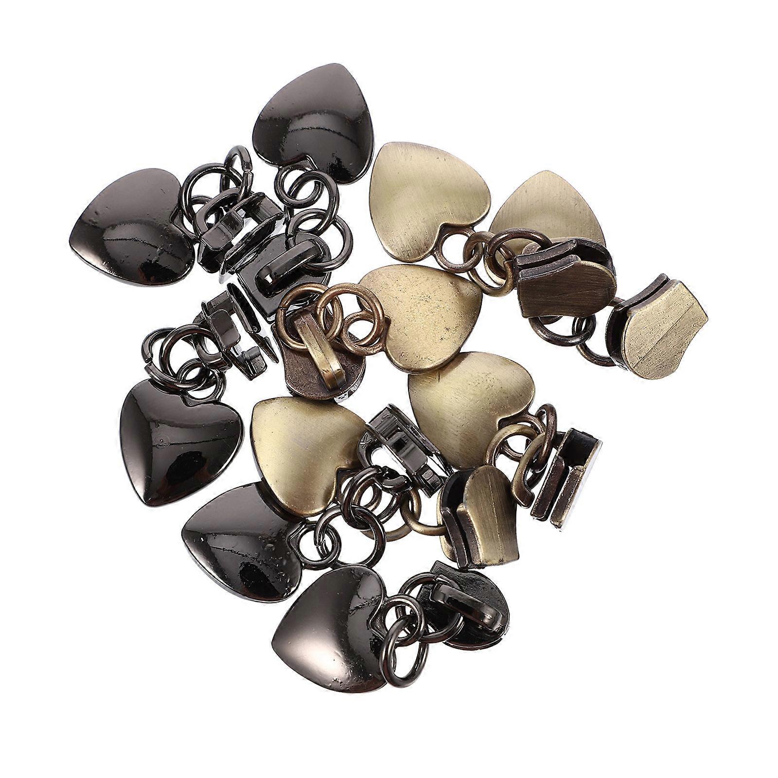 Metal Zipper Pullers Creative Heart Design for Bag 10Pcs Durable Accessories