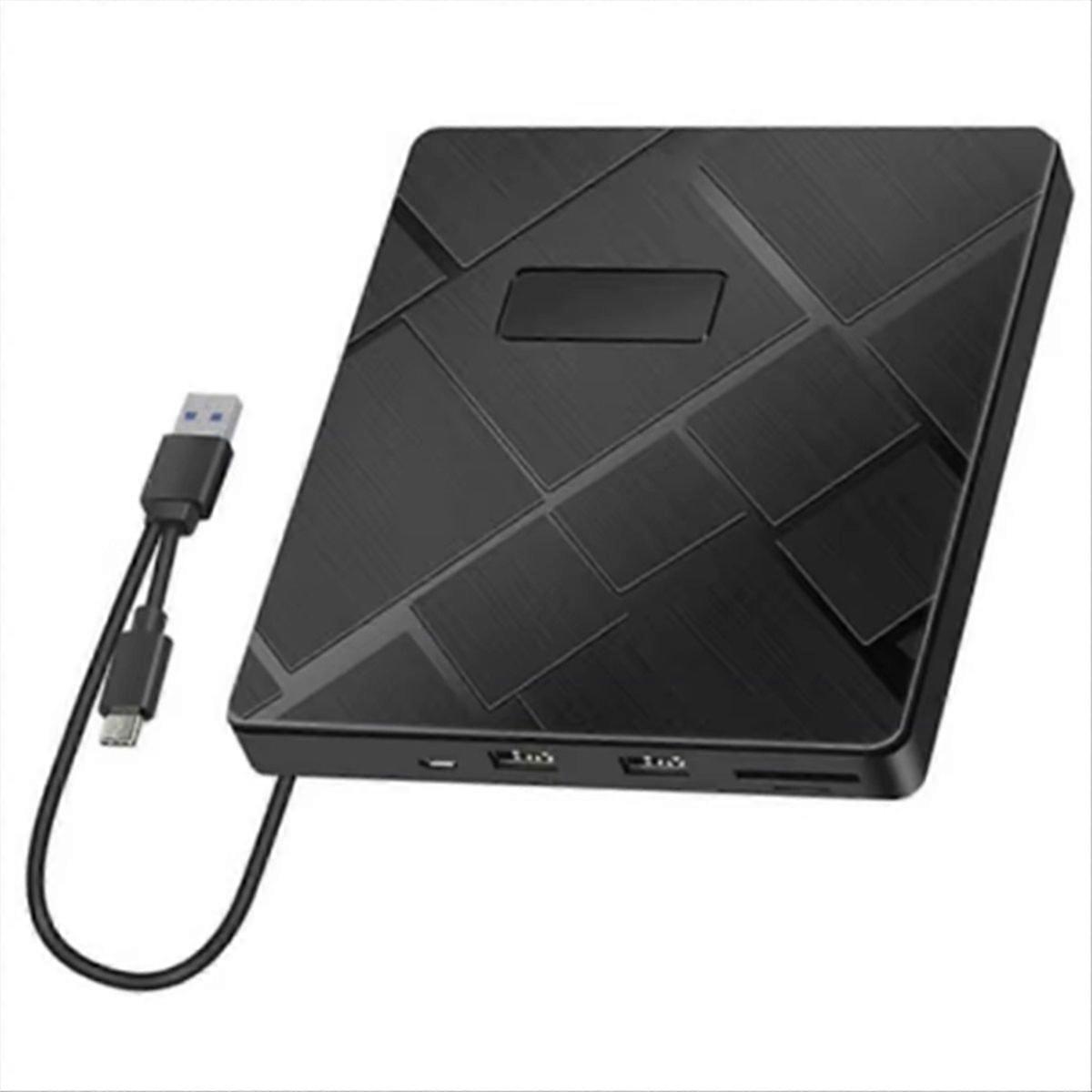 External DVD CD Drive USB 3.0 Type-C 5 in 1 DVD Burner Player Reader with SD/TF & USB Slots Optical