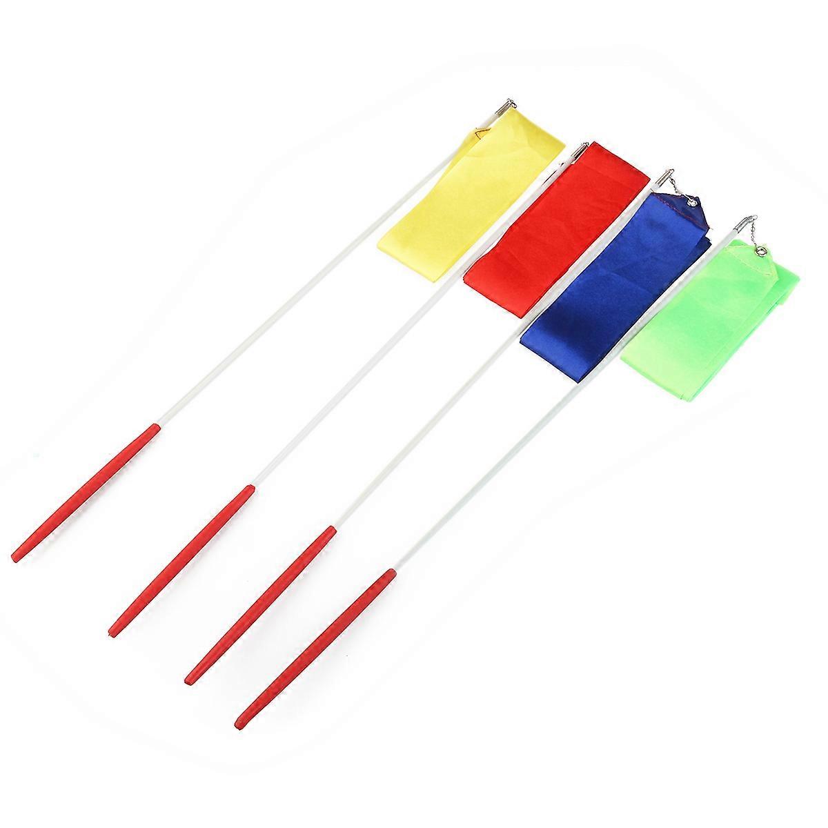 Rhythmic Ribbon with Wooden Handle for Training 4Pcs 4-Meter Assorted Colors