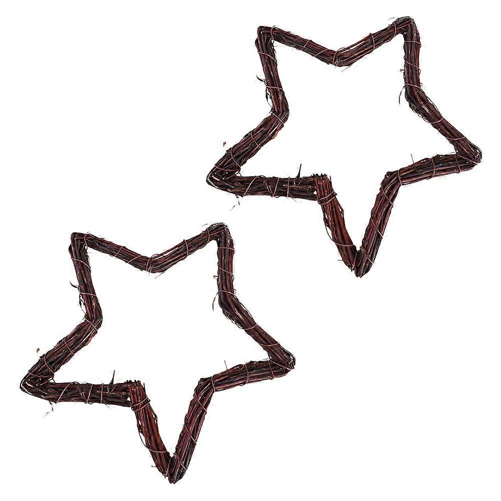 Rattan Wreath Frames Star Flower Bouquet Frames for Decoration 2Pcs Brown