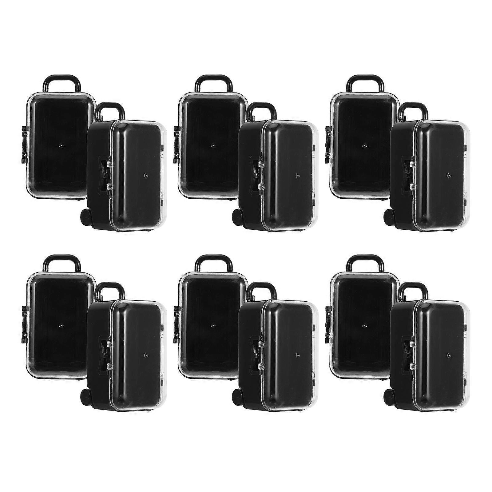 Mini Suitcase Candy Boxes for Wedding Celebrations 12Pcs Black Plastic