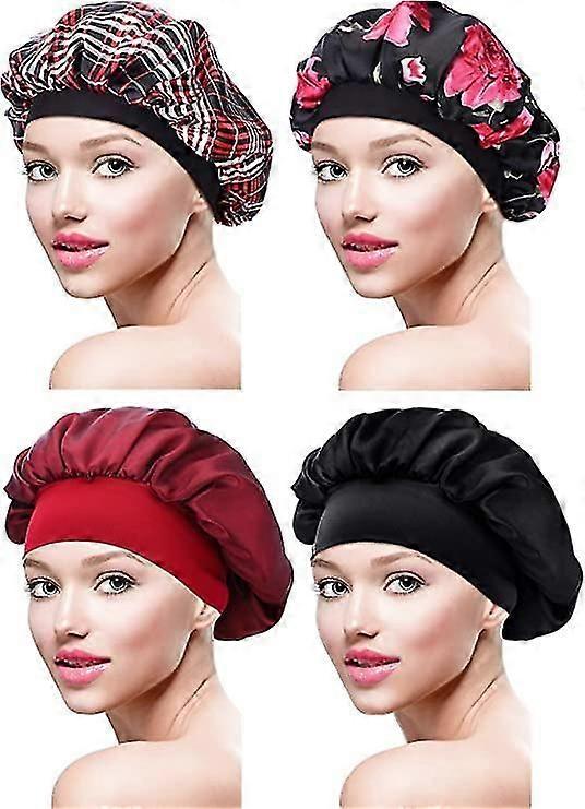 4pcs Satin Hat Soft Nightcap For Girls