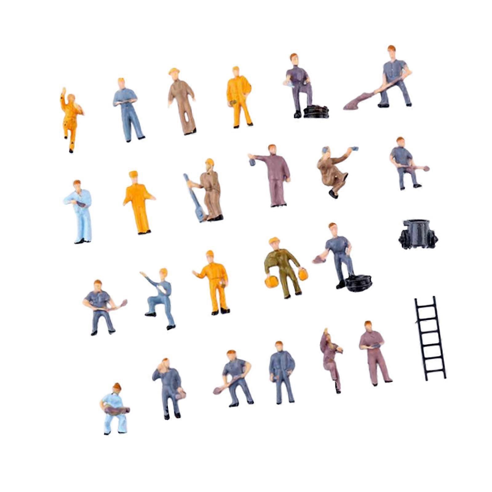 25x 1/87 Scale Worker Figurines Decor for Micro Landscape Architecture Model