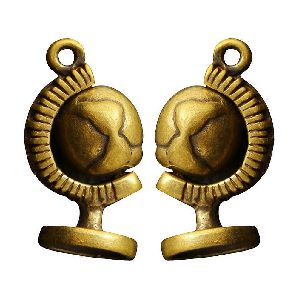 Brass Globe Modeling Keychain for Creative DIY Charm Accessory 2Pcs
