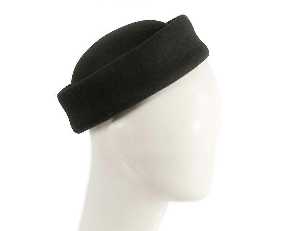 Large black felt pillbox hat CU771B